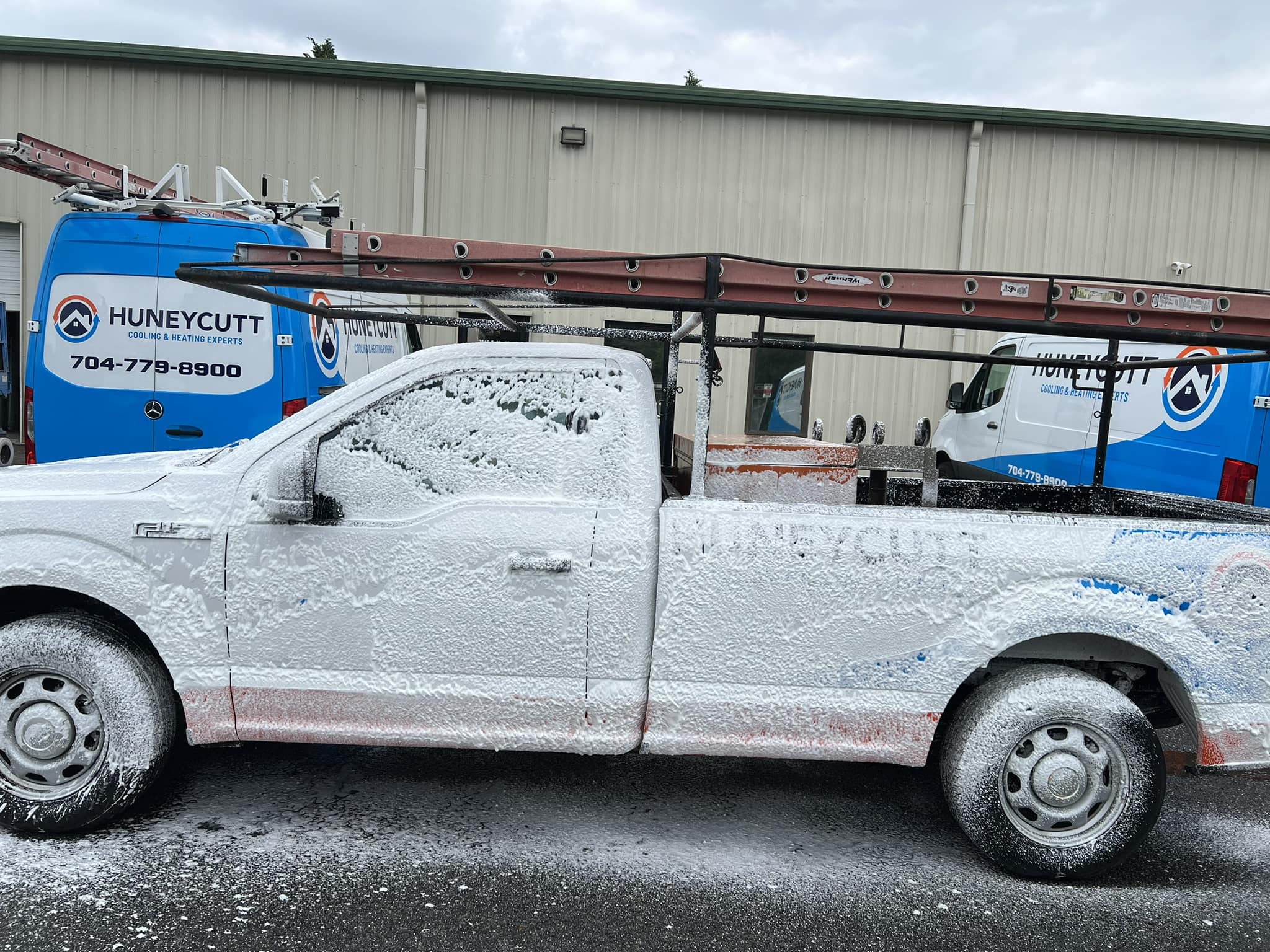 Full-size truck receiving an exterior wash